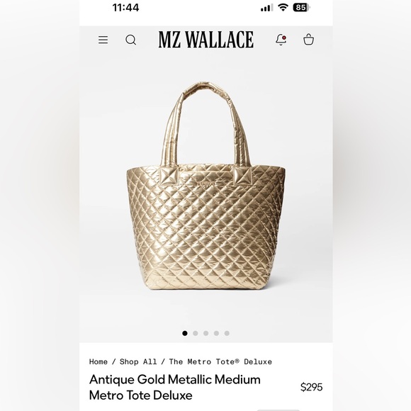 MZ Wallace Handbags - NWT MZ Wallace Medium Metro Tote Deluxe in Antique Gold